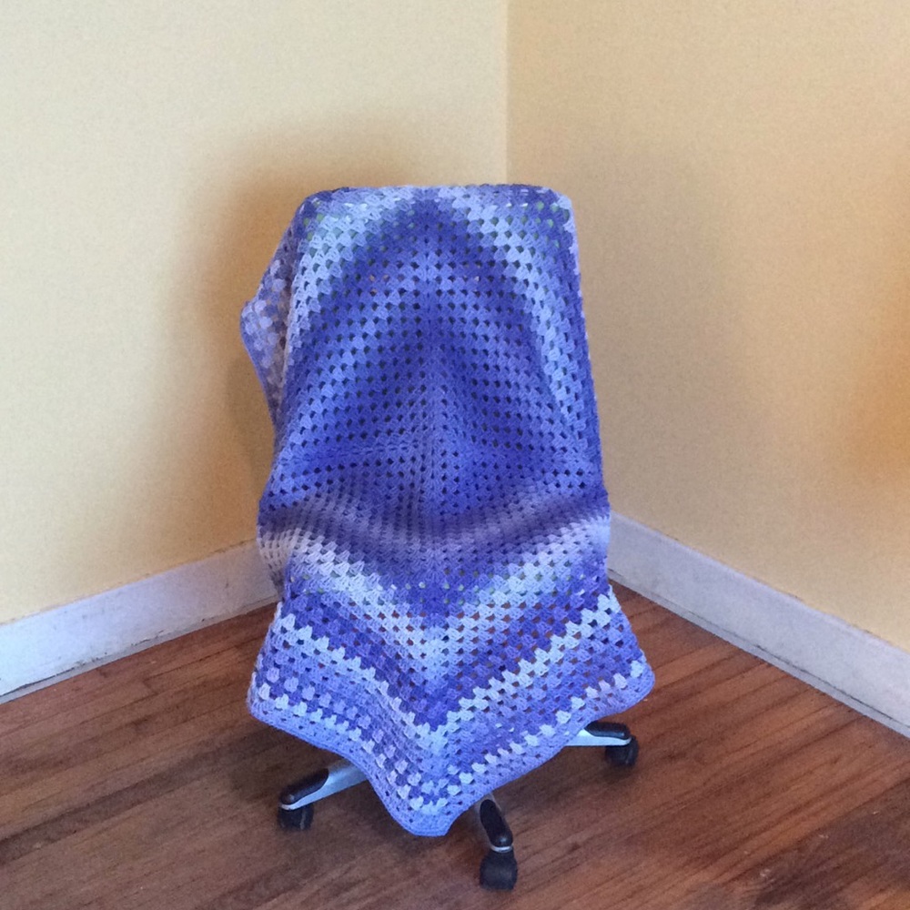 Lovely Purple Blue Cascade Crocheted Blanket